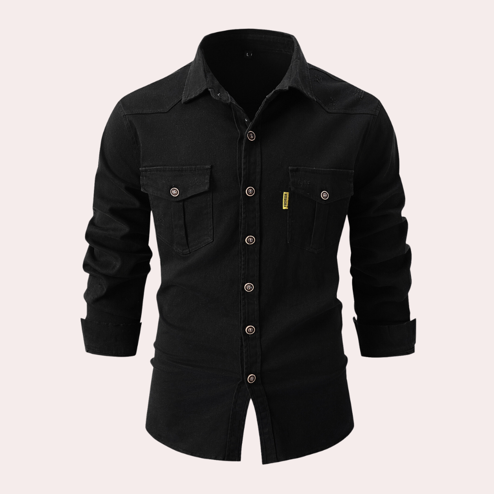 A stylish men's Lennard long-sleeved shirt with practical pockets that combines elegance with functionality.