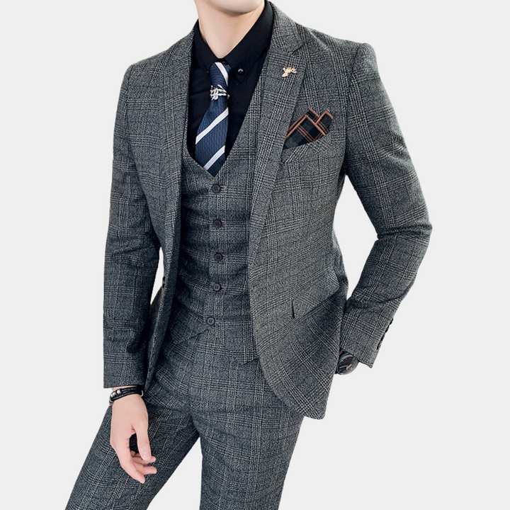 Men's elegant three-piece checked suit - Prewitt collection
