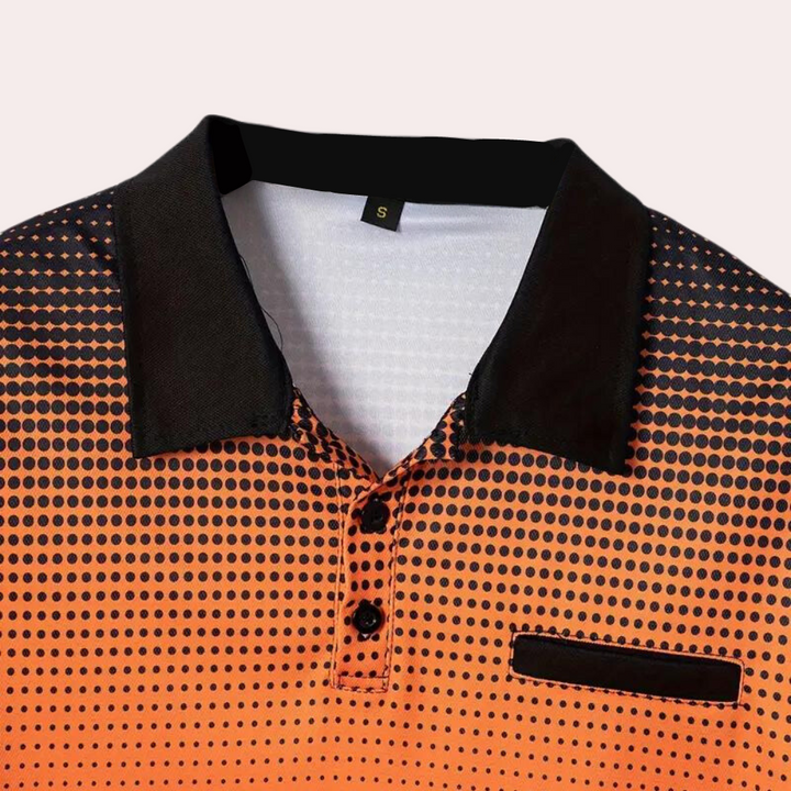 Elegant men's shirt with fashionable dots - Light orange