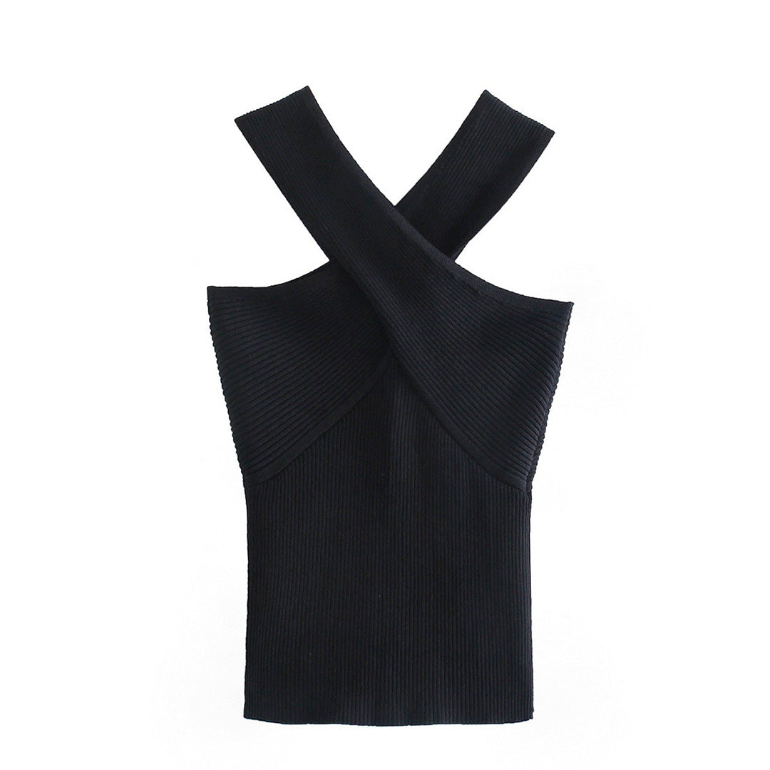 Stylish WAVERLY top with subtle criss-crossing straps for an elegant chic look
