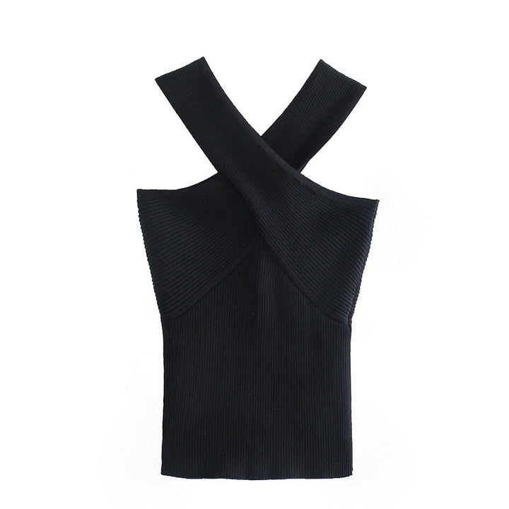 Stylish WAVERLY top with subtle criss-crossing straps for an elegant chic look