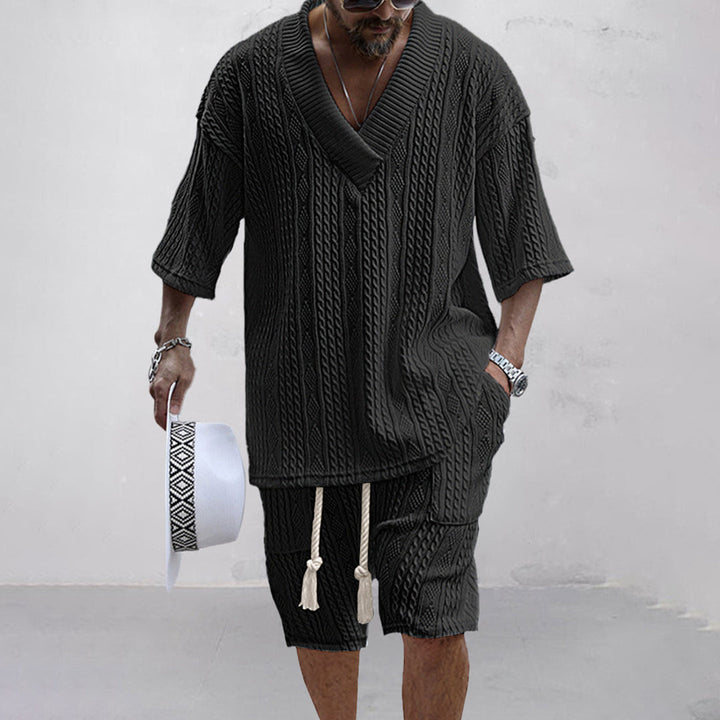 NICOLÒ - Chic knitwear set: T-shirt and shorts for a stylish summer