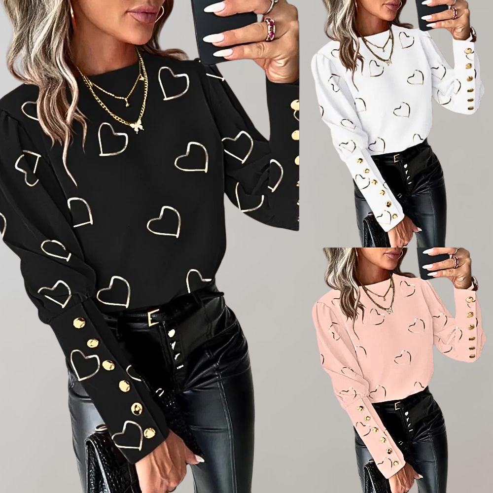 Stylish women's blouse with charming heart print from Luvianna brand
