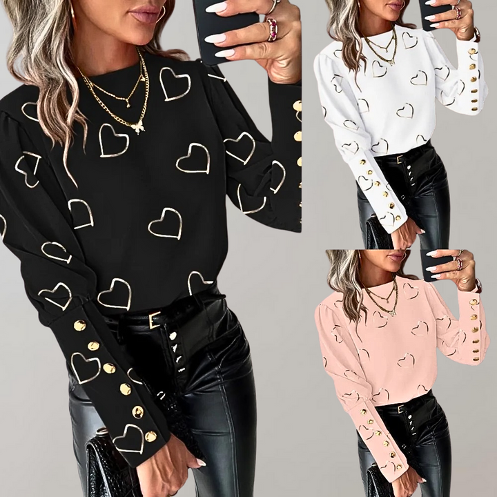 Stylish women's blouse with charming heart print from Luvianna brand