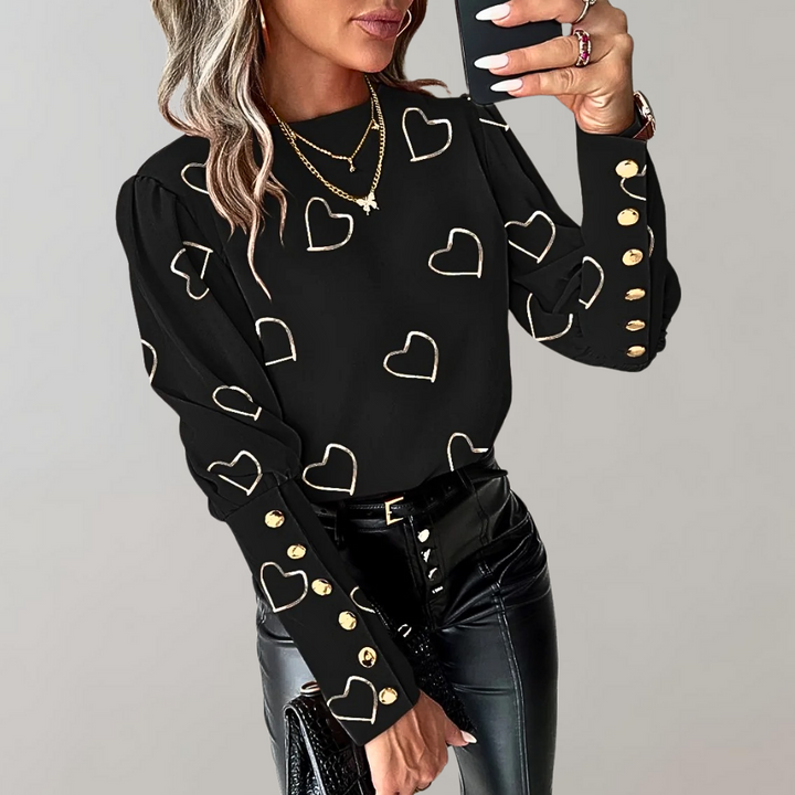 Stylish women's blouse with charming heart print from Luvianna brand