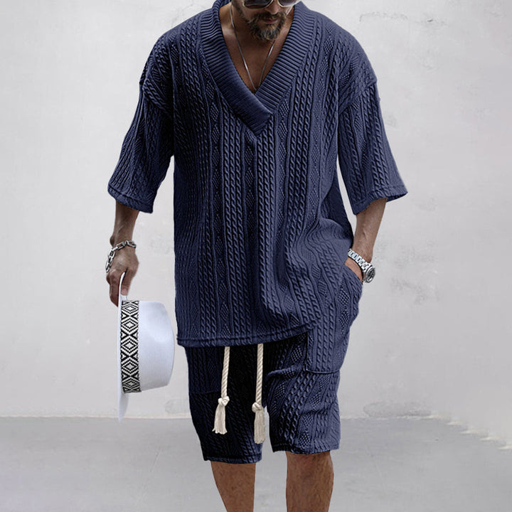 NICOLÒ - Chic knitwear set: T-shirt and shorts for a stylish summer
